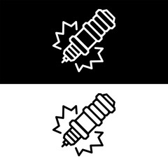 Spark Plug Icon, Black and White Version Design Template