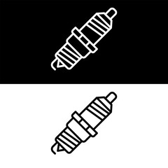 Spark Plug Icon, Black and White Version Design Template