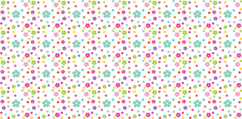 colorful flowers different styles and shapes seamless pattern