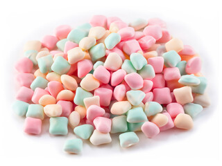 colorful marshmallows isolated on white