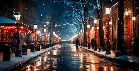 Winter city New York, New Year USA, Christmas holidays - AI generated image
