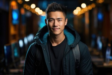 Fototapeta premium Asian Man Web Developer Occupation Professional Background Generative AI