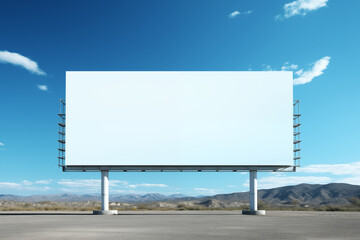 Front view of a Outdoor Blank Billboard Mockup with Mountainous Background