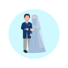Muslim Wedding Couple Flat Illustration 