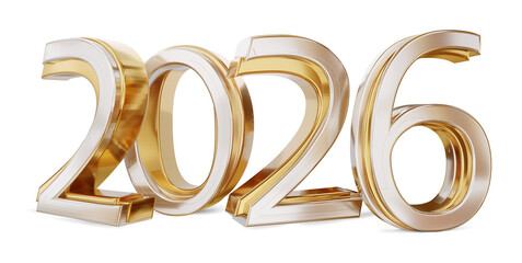 golden year 2026, gold metallic glossy, isolated, new year and Sylvester, wealth luxury and rich as golden colored, changes and success, silver golden - obrazy, fototapety, plakaty