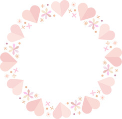 バレンタインや結婚式に使えるピンクのハートのベクターフレーム画像