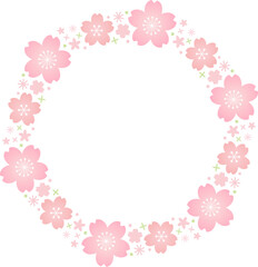 春らしい桜の花のピンクの和風のフレームベクター素材