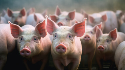Pigs in pig farm. - obrazy, fototapety, plakaty