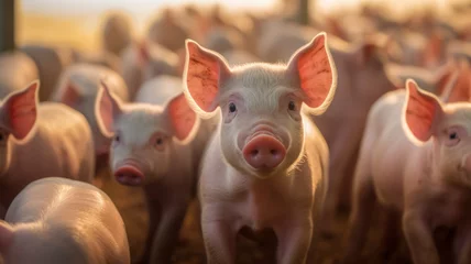 Fotobehang Pigs in pig farm. © JKLoma