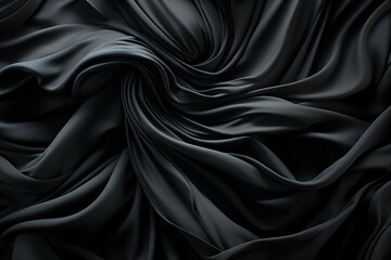 Luxurious Draped Dark Fabric with Intricate Folds and Shadows