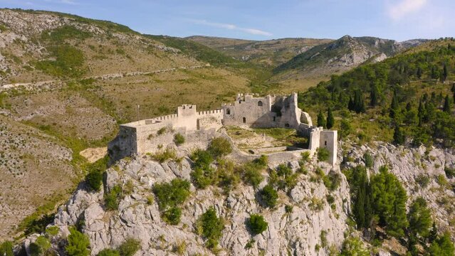 Fortress of Herceg Stjepan Vukcic Kosaca in Blagaj. Aerial view
