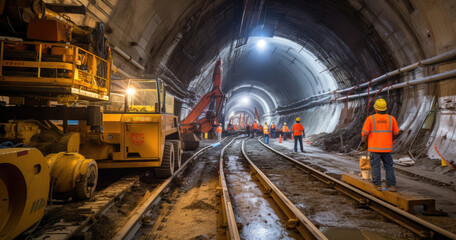 Inside the tunnel for Metro during construction