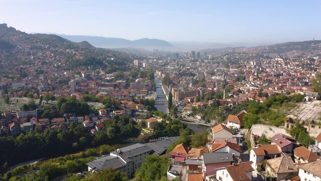 Aerial view of Sarajevo on a sunny day
