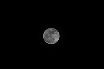 Photo of the full moon with black background. Colombia. 