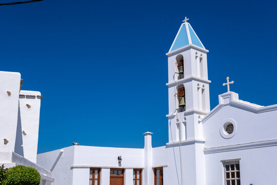 A traditional whitewashed church in Volax, Tinos, Greece