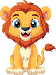 Cartoon funny lion on white background