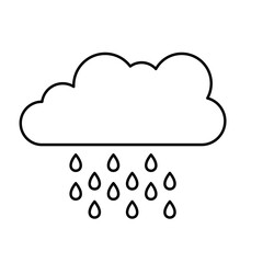 rainy cloud line icon in white and black colors