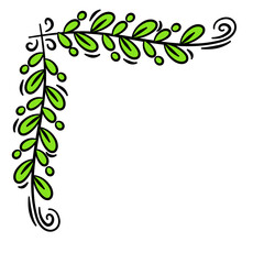 Corner Border Leaf Vector Illustration 