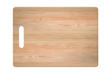 Handmade wood cutting board isolated on transparent background. PNG File