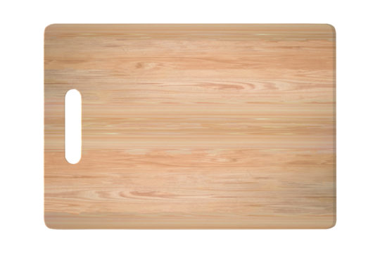 Handmade wood cutting board isolated on transparent background. PNG File
