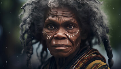 Obraz premium a very black australian Aboriginal woman. model advertisement generative ai