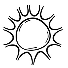 Sun Doodle Lines Cartoon Vector Illustration 