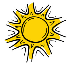 Sun Cartoon Handdrawn Icon Vector Illustration