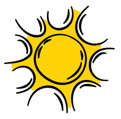 Sun Cartoon Handdrawn Icon Vector Illustration