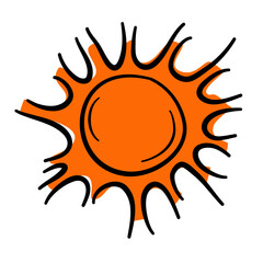 Sun Cartoon Handdrawn Icon Vector Illustration