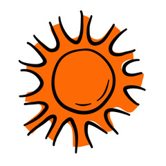 Sun Cartoon Handdrawn Icon Vector Illustration