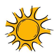 Sun Cartoon Handdrawn Icon Vector Illustration