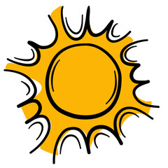 Sun Cartoon Handdrawn Icon Vector Illustration