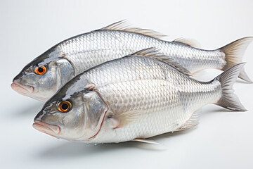 Obraz premium photo product of three fresh fish isolated transparent background generative ai