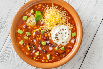 Bowl of taco soup