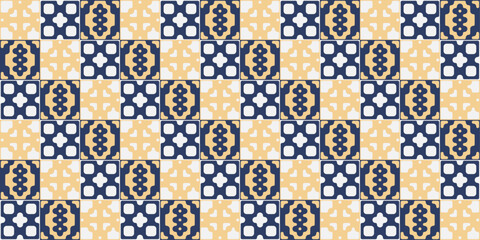 Mosaic of patterned tiles. Alternating diagonal tiles. For pillows, notepads, prints, textiles, wallpaper.