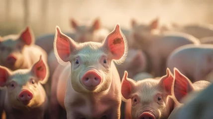 Fotobehang Pigs in pig farm.generative ai © LomaPari2021