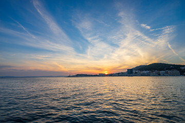 Coast of Split at sunset, Dalmatia, Croatia