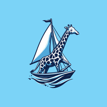 recommend clip art: Sailing Giraffe Vector Graphic