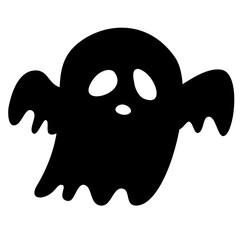 Black Ghost Cute Halloween Cartoon Vector 