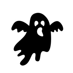 Black Ghost Cute Halloween Cartoon Vector 