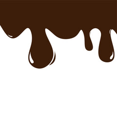 Melted chocolate dripping on white background, realistic vector illustration