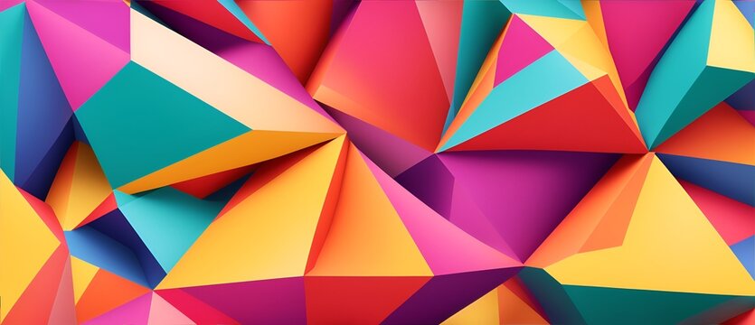 Colorful modern futuristic abstract background with geometric shape, lines, triangles and 3d effect from Generative AI
