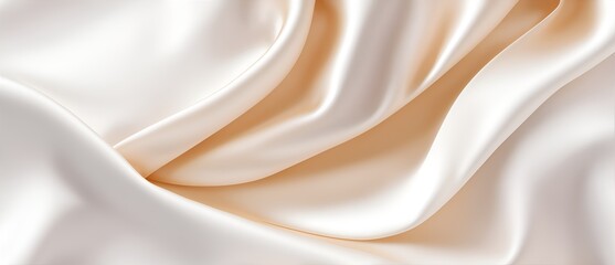 Shiny wavy satin fabric on plain white background from Generative AI