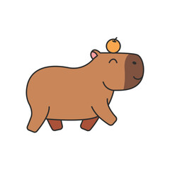 Cute capybara icon. Animal cartoon. Vector illustration.
