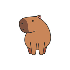 capybara icon. Flat color design. Vector illustration.