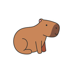 Cute cartoon capybara. Vector illustration isolated on white background.