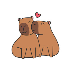 Cute bear couple in love. Vector illustration in cartoon style.
