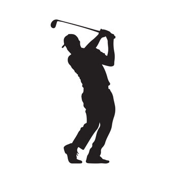 black silhouette of a Golfer swinging a club