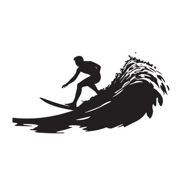 recommend clip art: black silhouette of a Surfer riding a wave