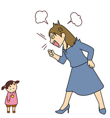子どもを怒鳴りつける母親
